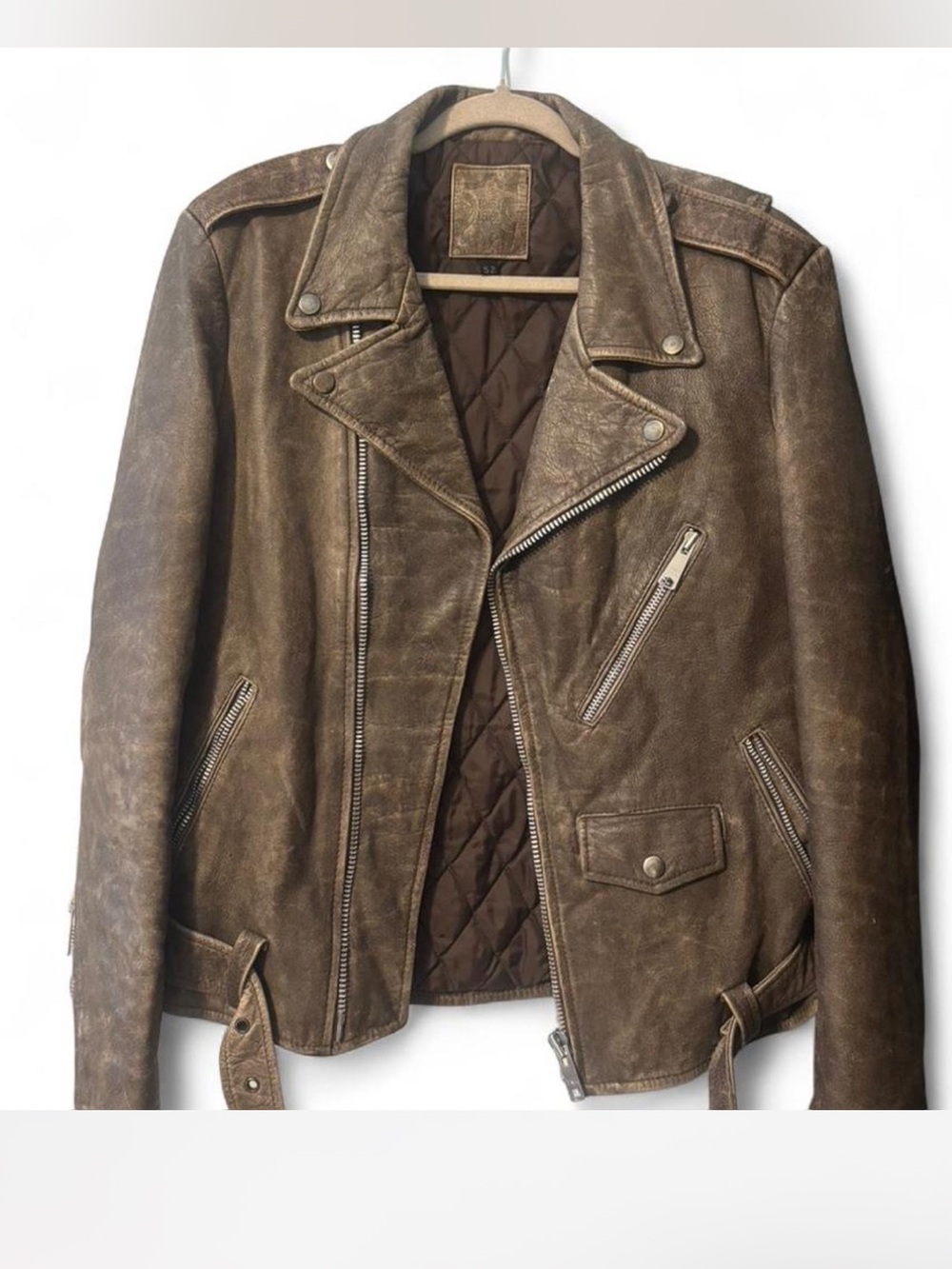 Brown Leather Biker Jacket